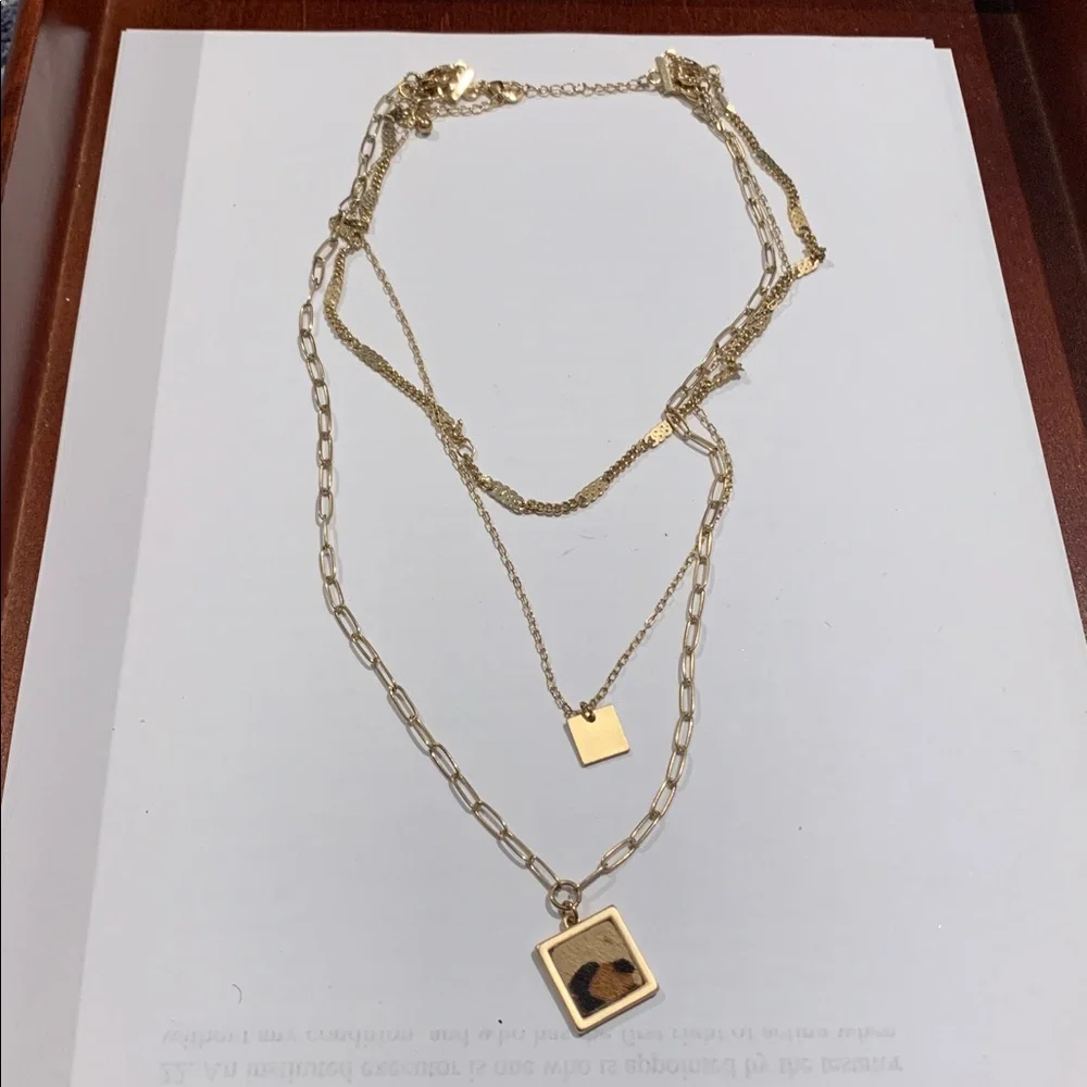 Gold tone 16-22” tri chain w square pendants, removable chains - Picture 1 of 4